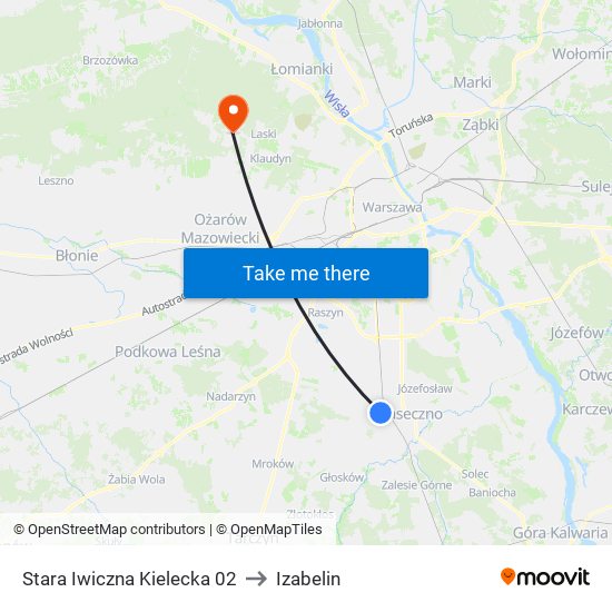 Stara Iwiczna Kielecka 02 to Izabelin map