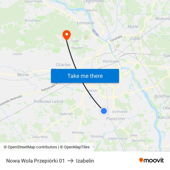 Nowa Wola Przepiórki to Izabelin map