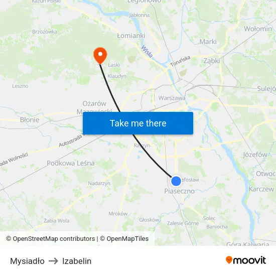Mysiadło to Izabelin map