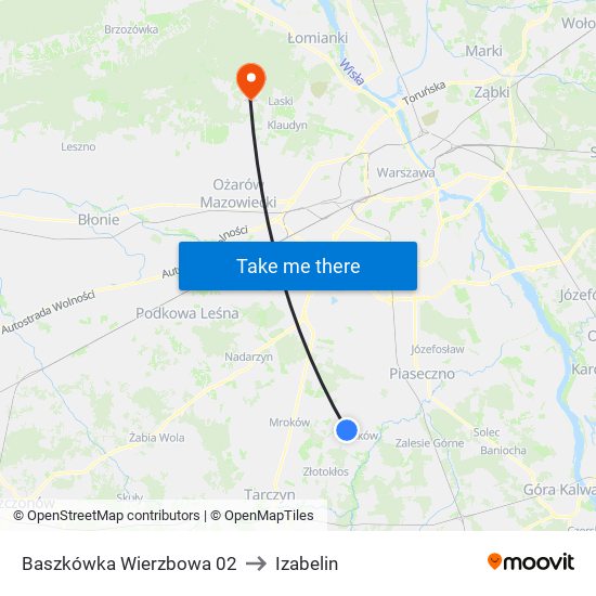 Baszkówka Wierzbowa 02 to Izabelin map