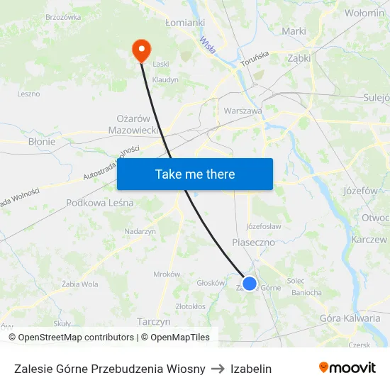 Zalesie Górne Przebudzenia Wiosny to Izabelin map