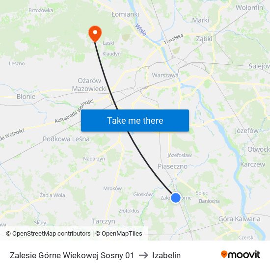 Zalesie Górne Wiekowej Sosny 01 to Izabelin map