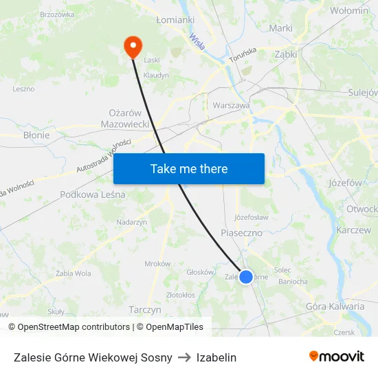 Zalesie Górne Wiekowej Sosny to Izabelin map