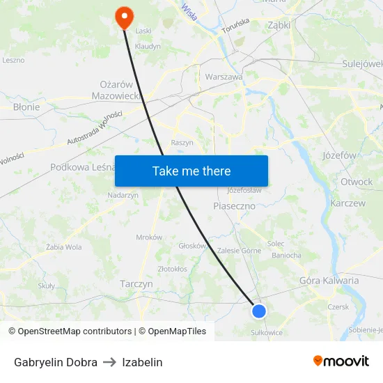 Gabryelin Dobra to Izabelin map