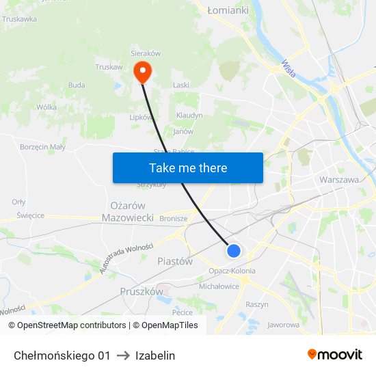 Chełmońskiego 01 to Izabelin map