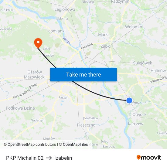 PKP Michalin 02 to Izabelin map