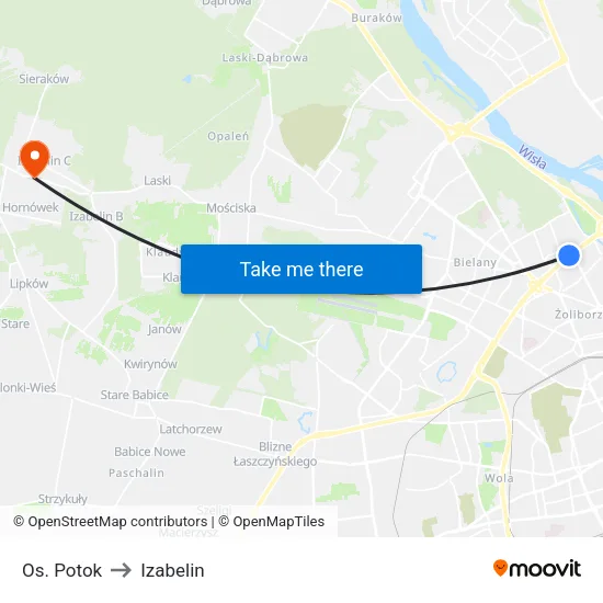 Os. Potok to Izabelin map