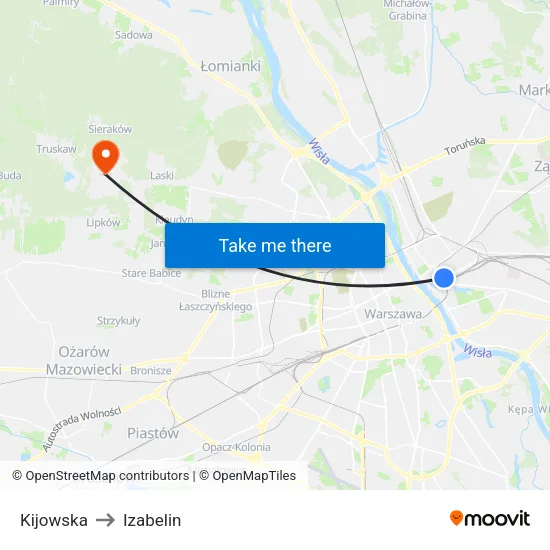 Kijowska to Izabelin map