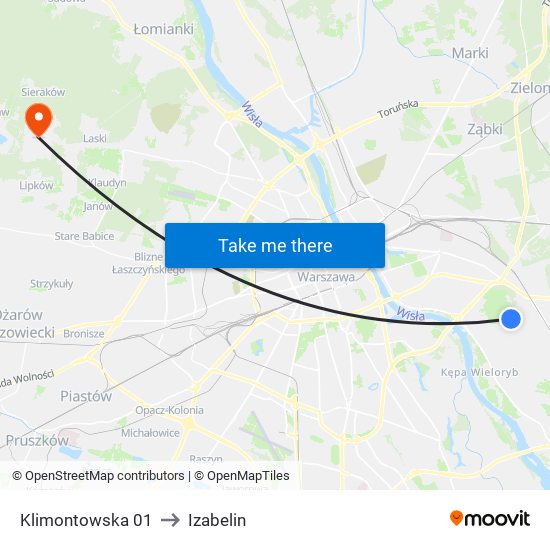 Klimontowska 01 to Izabelin map