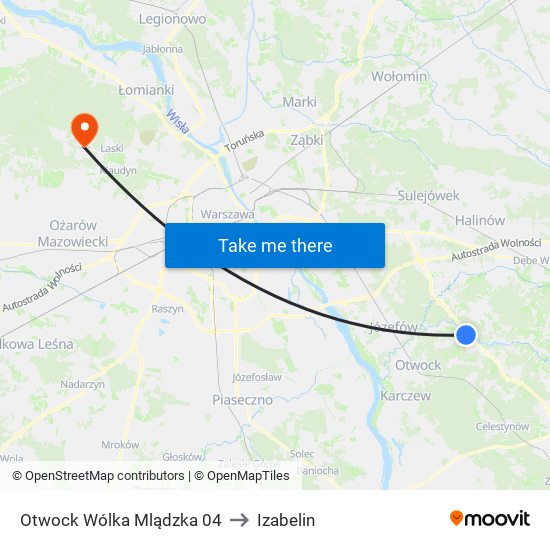 Otwock Wólka Mlądzka 04 to Izabelin map