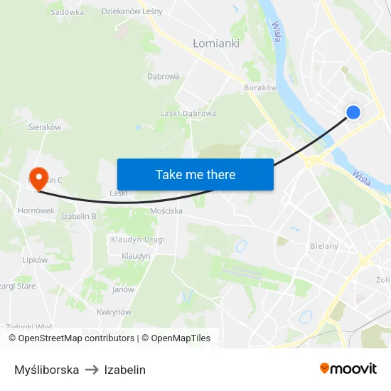 Myśliborska to Izabelin map