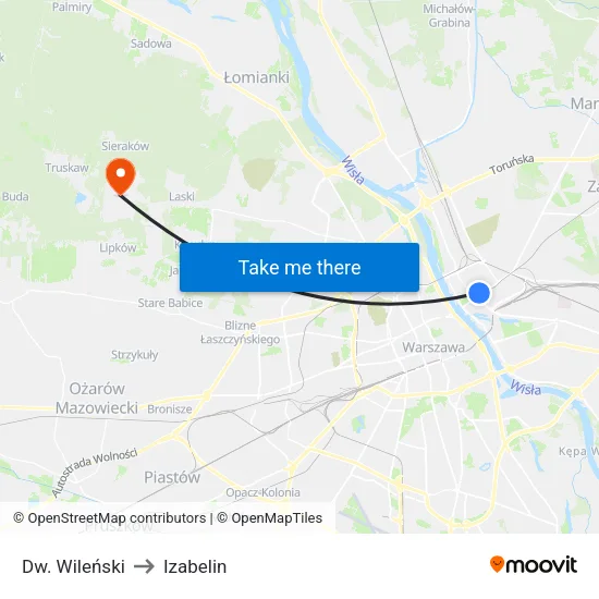 Dw. Wileński to Izabelin map