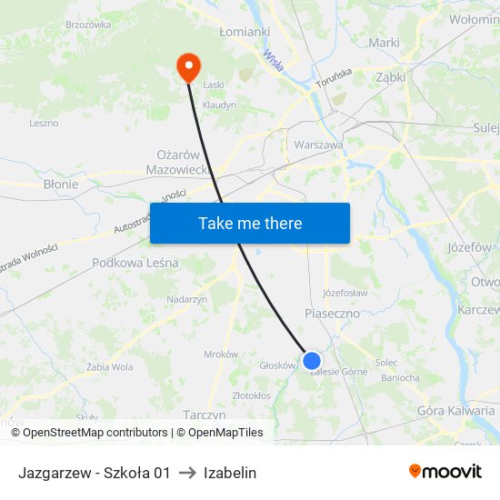 Jazgarzew - Szkoła 01 to Izabelin map