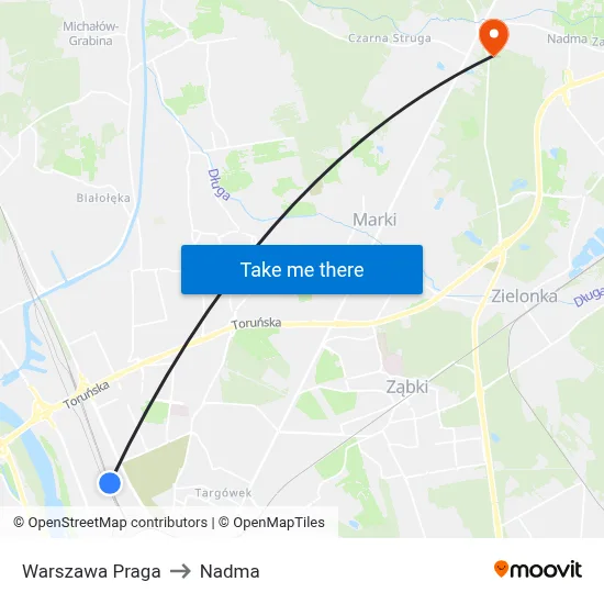 Warszawa Praga to Nadma map