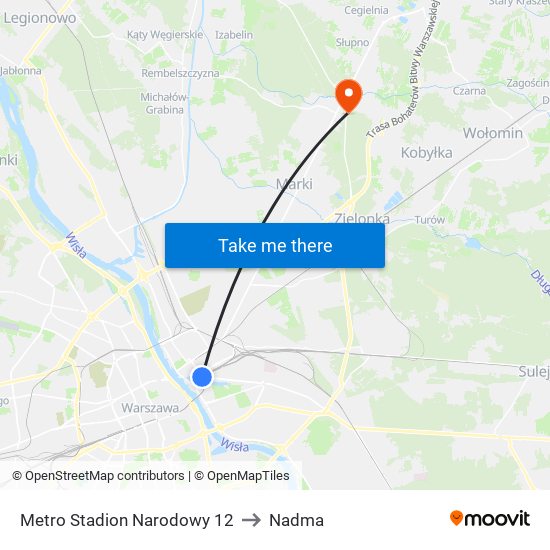 Metro Stadion Narodowy 12 to Nadma map