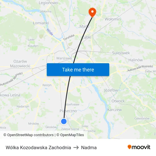 Wólka Kozodawska Zachodnia to Nadma map