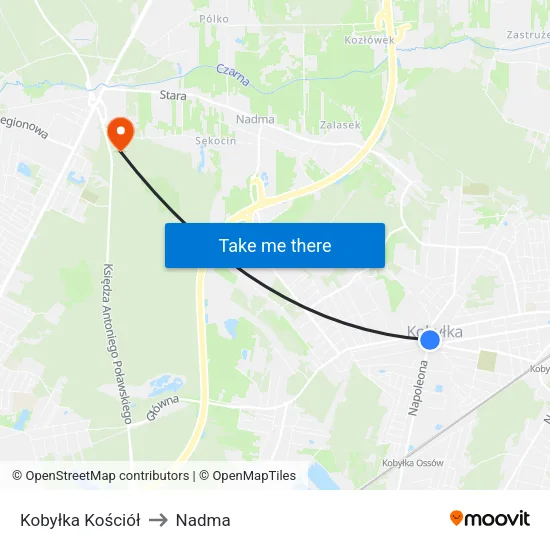 Kobyłka Kościół to Nadma map