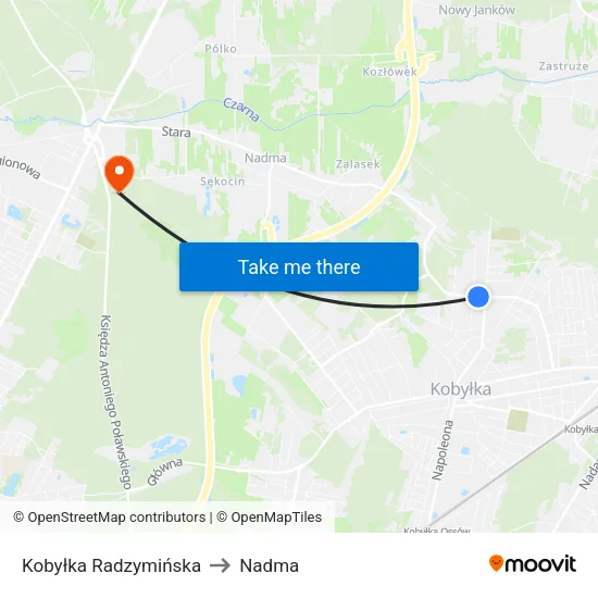 Kobyłka Radzymińska to Nadma map