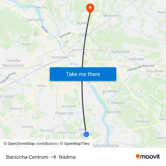 Baniocha - Centrum to Nadma map