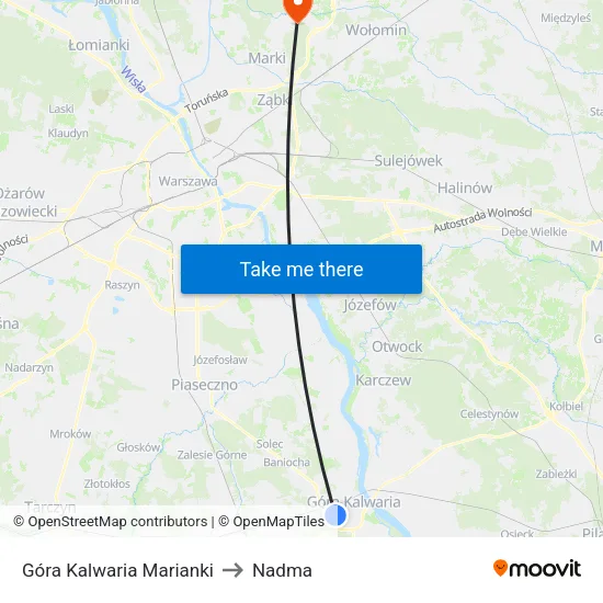 Góra Kalwaria Marianki to Nadma map