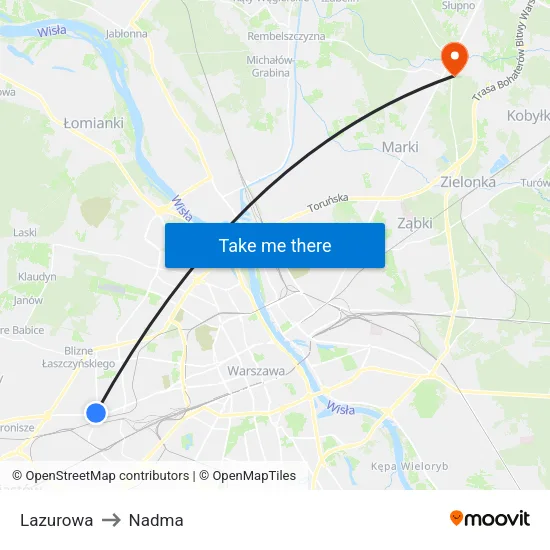 Lazurowa to Nadma map
