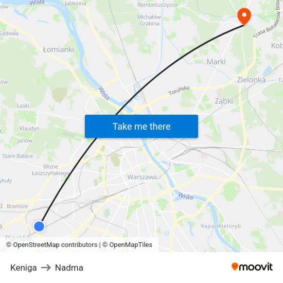 Keniga to Nadma map