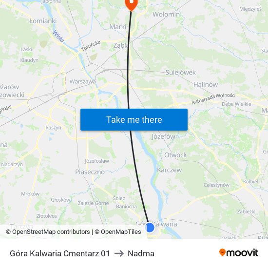 Góra Kalwaria Cmentarz to Nadma map