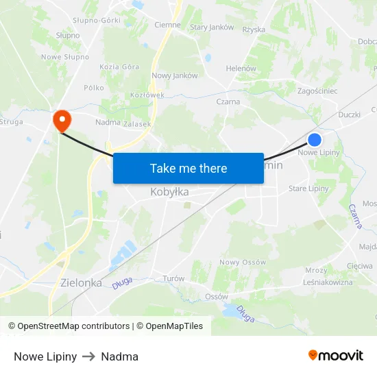 Nowe Lipiny to Nadma map