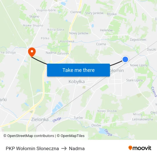 PKP Wołomin Słoneczna to Nadma map