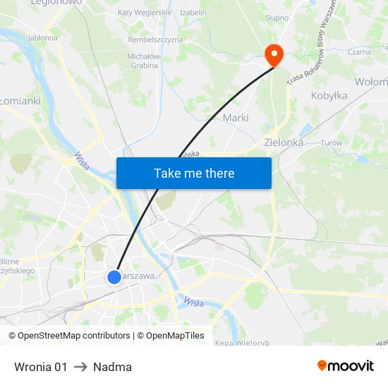 Wronia to Nadma map