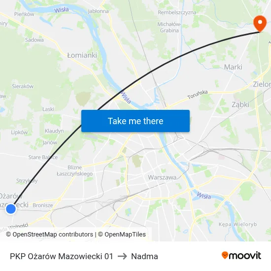 PKP Ożarów Mazowiecki 01 to Nadma map