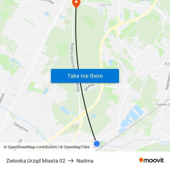 Zielonka Urząd Miasta 02 to Nadma map