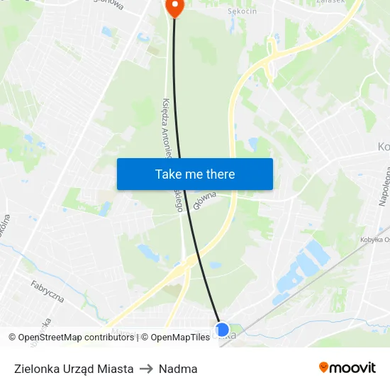 Zielonka Urząd Miasta to Nadma map