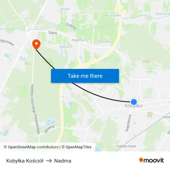 Kobyłka Kościół to Nadma map