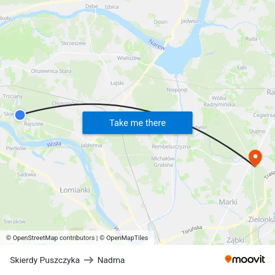 Skierdy Puszczyka to Nadma map