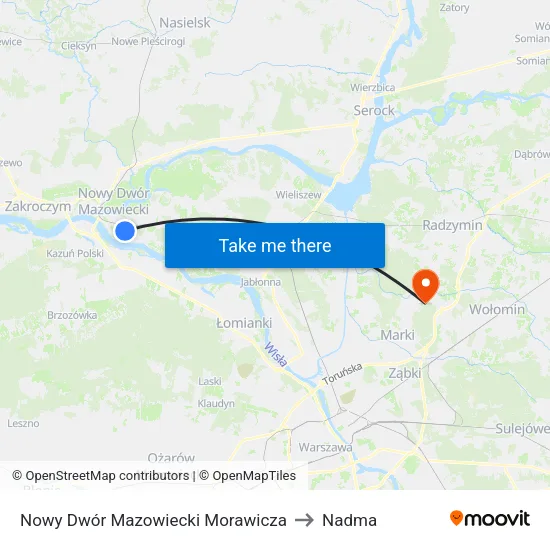 Nowy Dwór Mazowiecki Morawicza to Nadma map