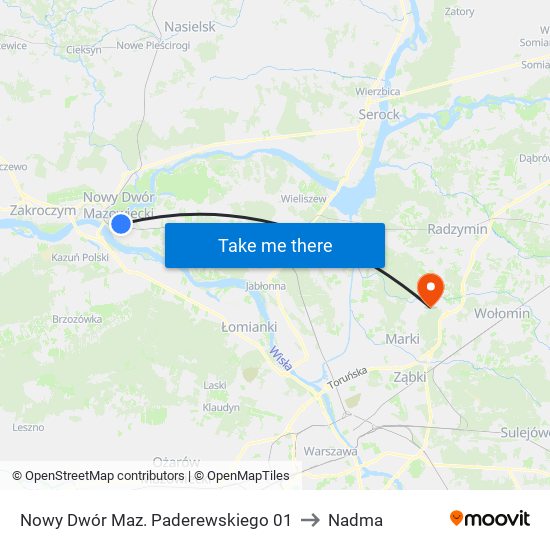 Nowy Dwór Maz. Paderewskiego 01 to Nadma map