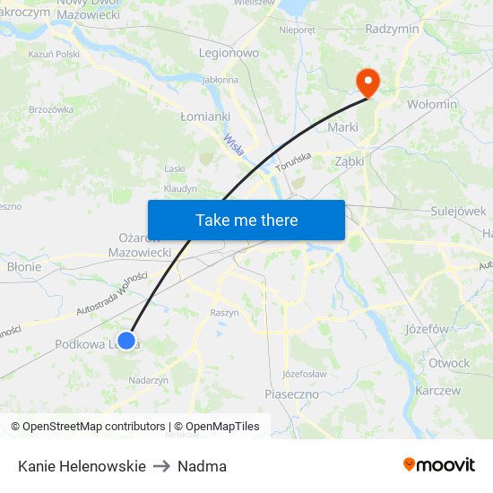 Kanie Helenowskie to Nadma map