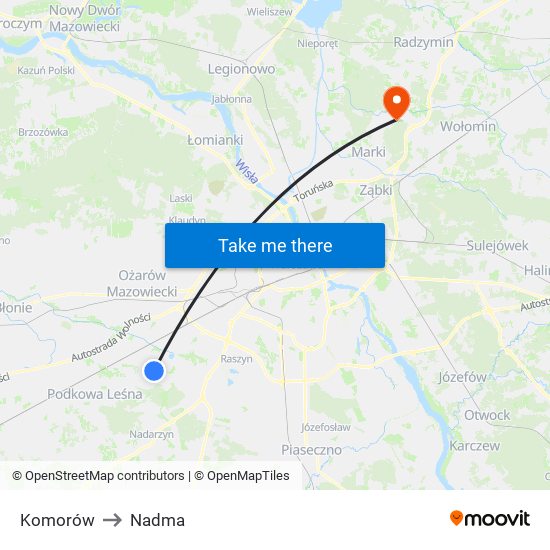 Komorów to Nadma map