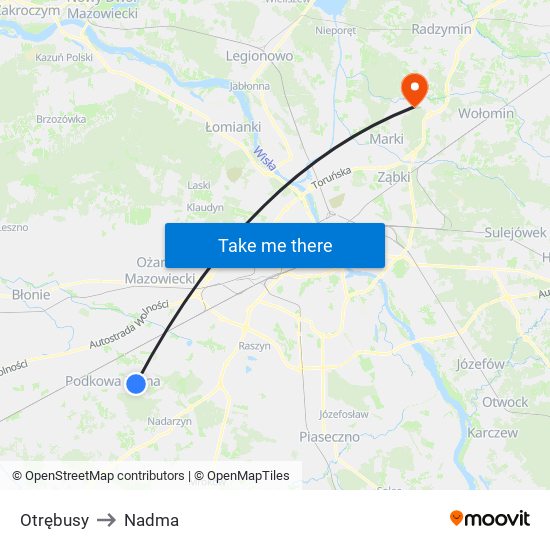 Otrębusy to Nadma map