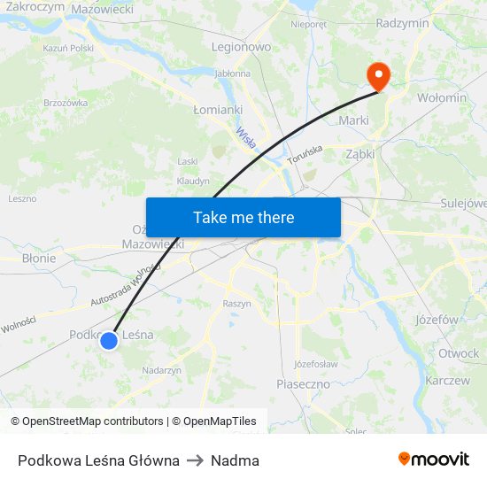 Podkowa Leśna Główna to Nadma map