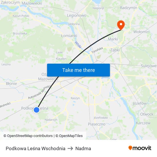 Podkowa Leśna Wschodnia to Nadma map