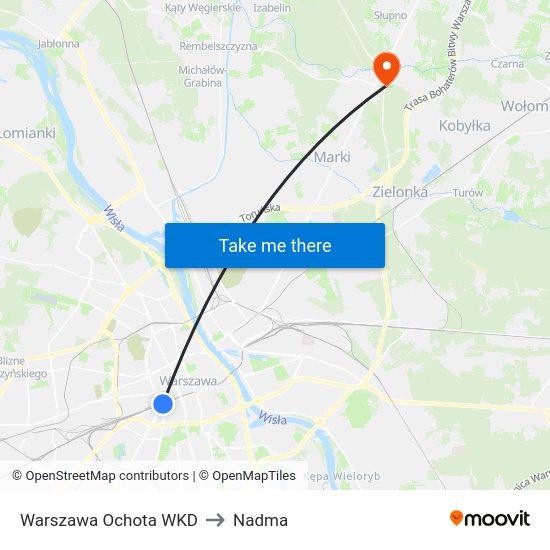 Warszawa Ochota WKD to Nadma map