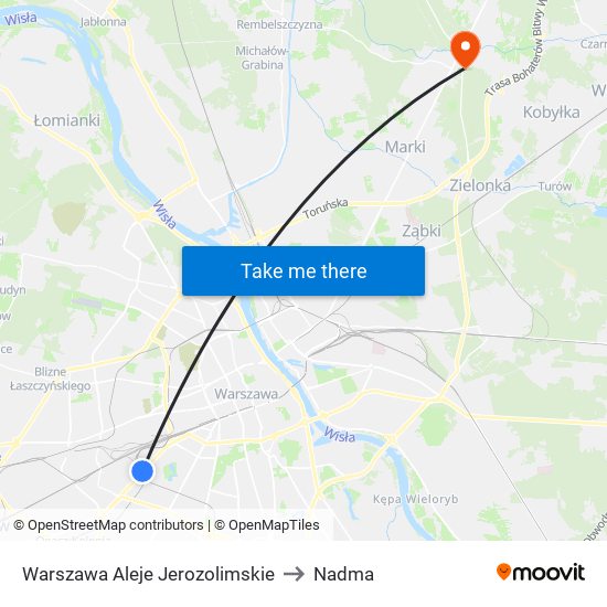 Warszawa Aleje Jerozolimskie to Nadma map