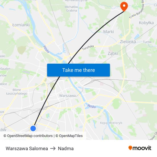 Warszawa Salomea to Nadma map