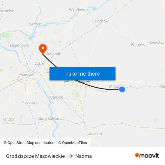 Grodziszcze Mazowieckie to Nadma map