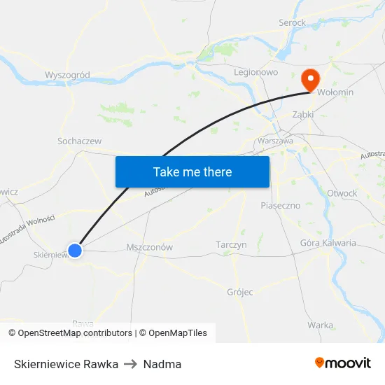 Skierniewice Rawka to Nadma map