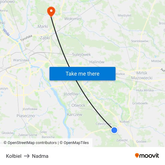 Kołbiel to Nadma map