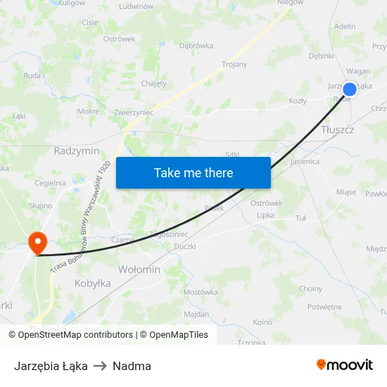Jarzębia Łąka to Nadma map