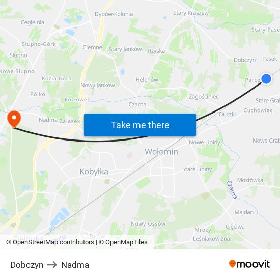 Dobczyn to Nadma map